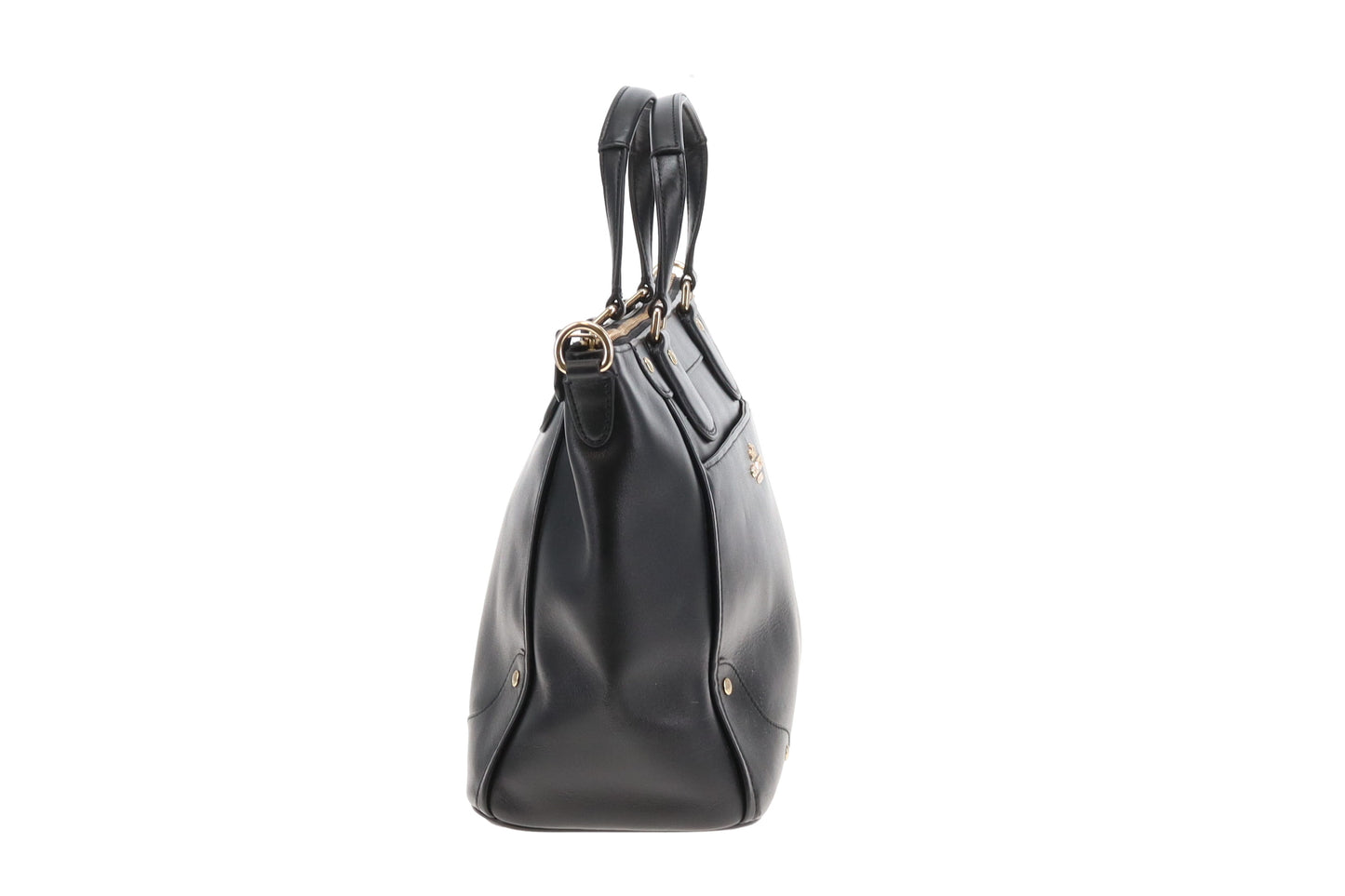 Coach Tote with Strap Black Smooth Leather
