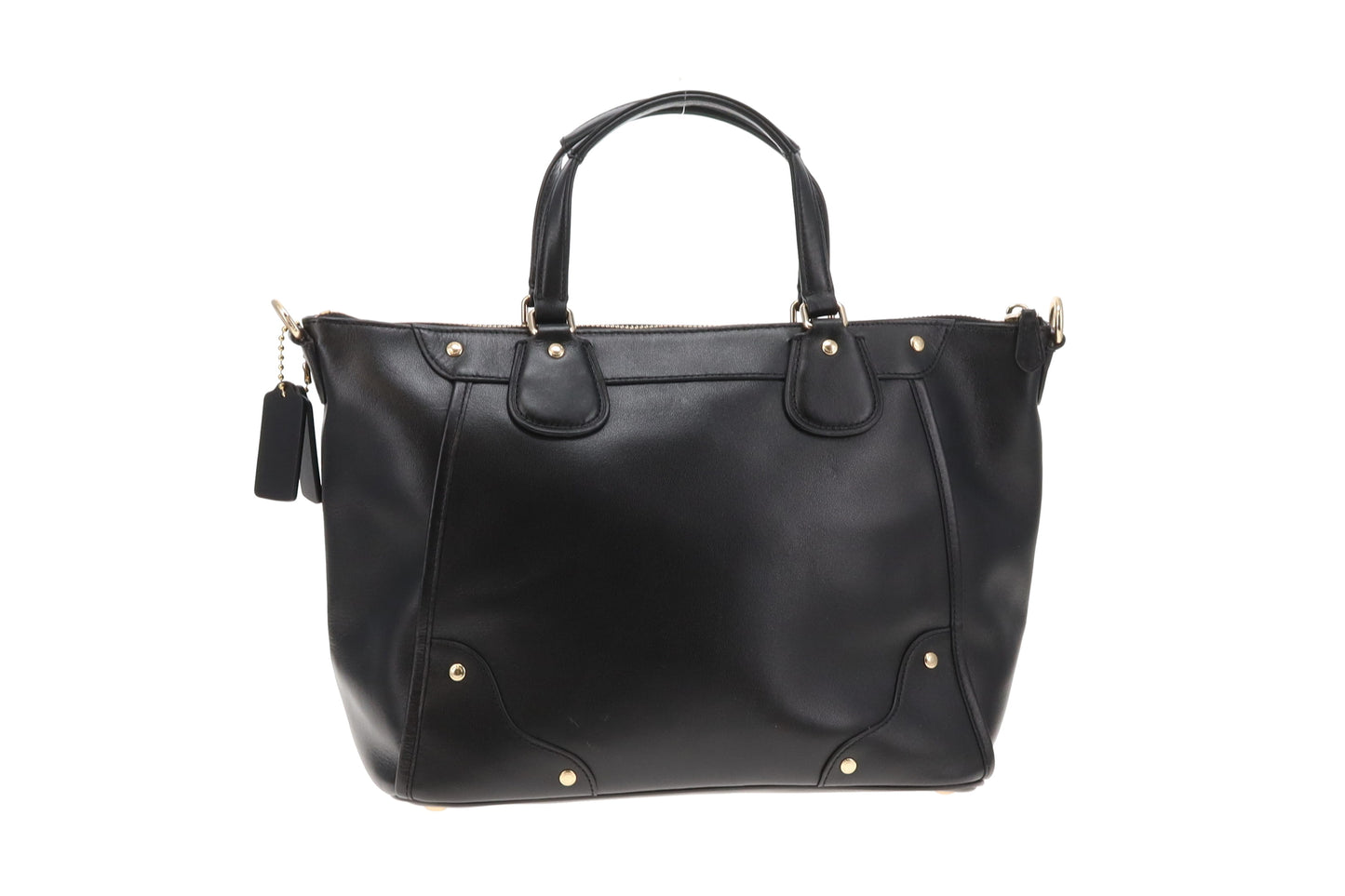 Coach Tote with Strap Black Smooth Leather