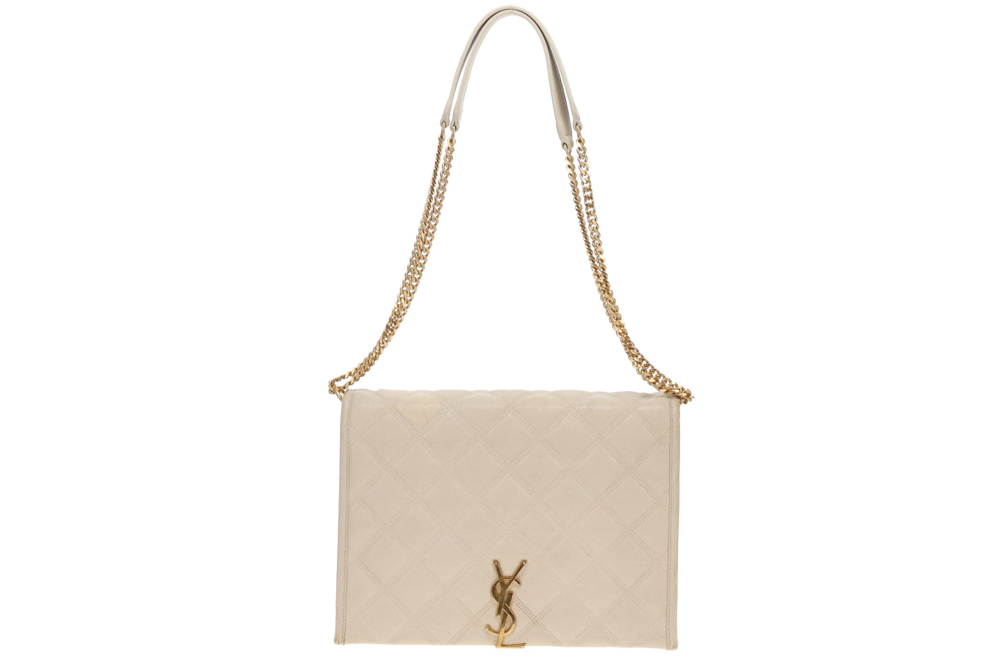 Saint Laurent Becky Quilted Leather Chain Bag In Beige