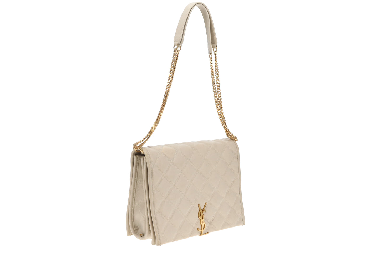 Saint Laurent Becky Quilted Leather Chain Bag In Beige