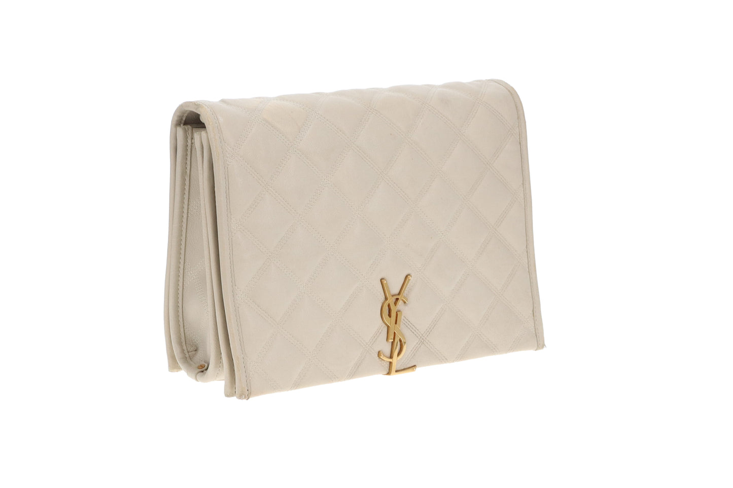 Saint Laurent Becky Quilted Leather Chain Bag In Beige