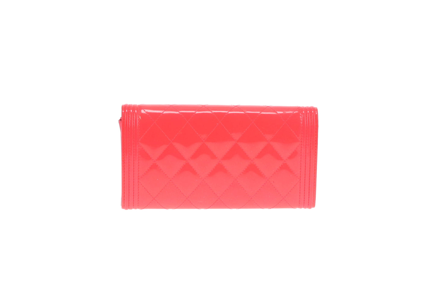 Chanel Boy Wallet Long Flap Neon Pink Patent 2016