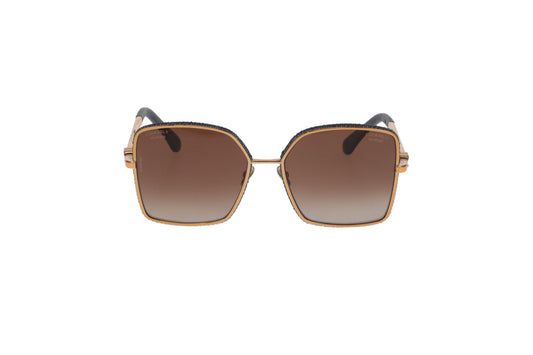 Chanel Sunglasses 4288Q Polarized Goldtone, Leather and Denim Detail
