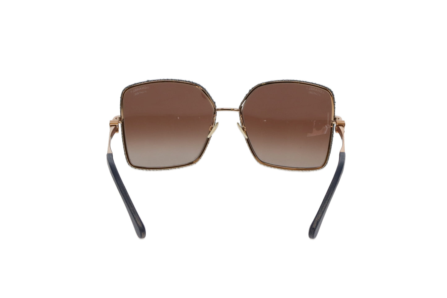 Chanel Sunglasses 4288Q Polarized Goldtone, Leather and Denim Detail