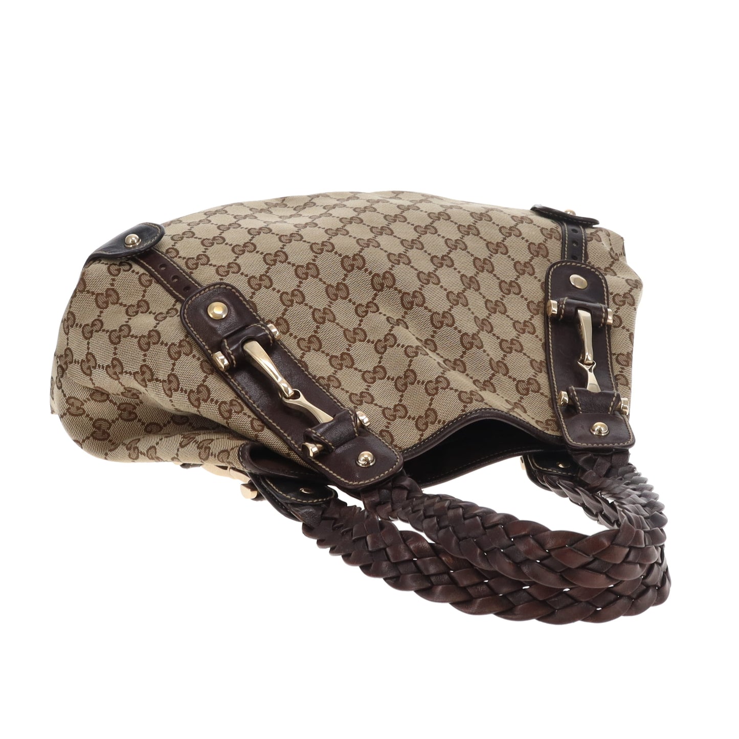 Gucci Pelham Horsebit Shoulder Bag GG Canvas Vintage