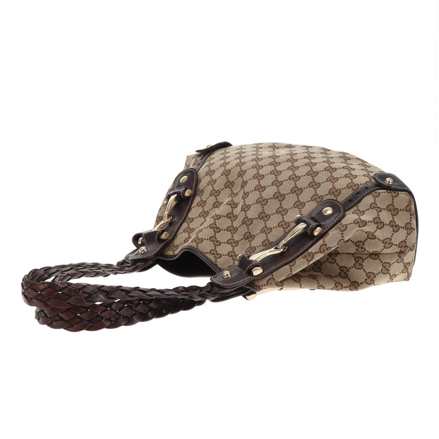 Gucci Pelham Horsebit Shoulder Bag GG Canvas Vintage