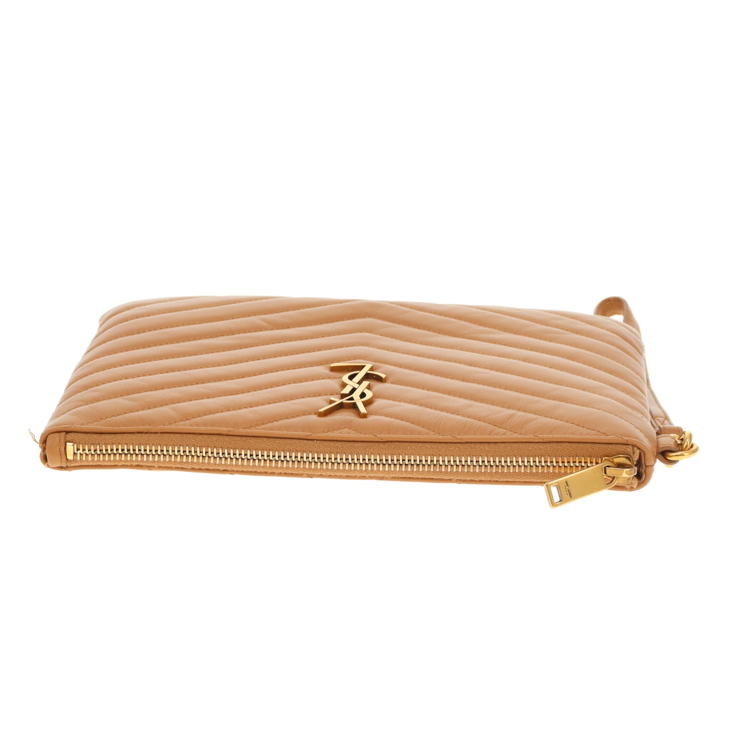 Saint Laurent Cassandre Wristlet Caramel Chevron GHW 2020