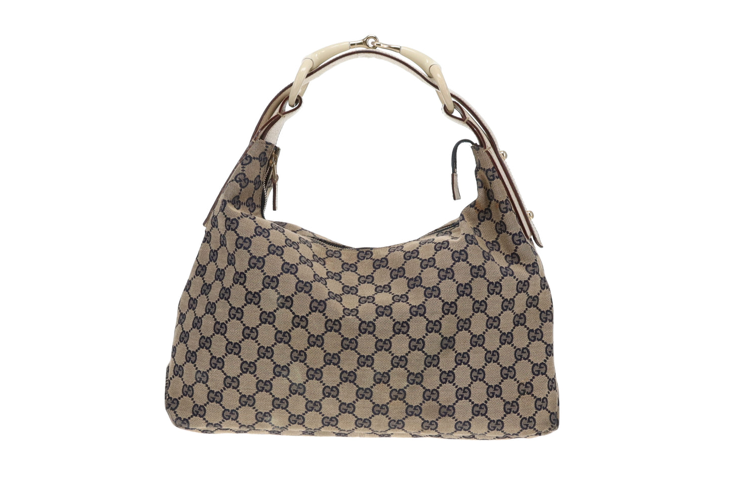 Gucci Horsebit Hobo Navy GG & Ivory Leather Vintage