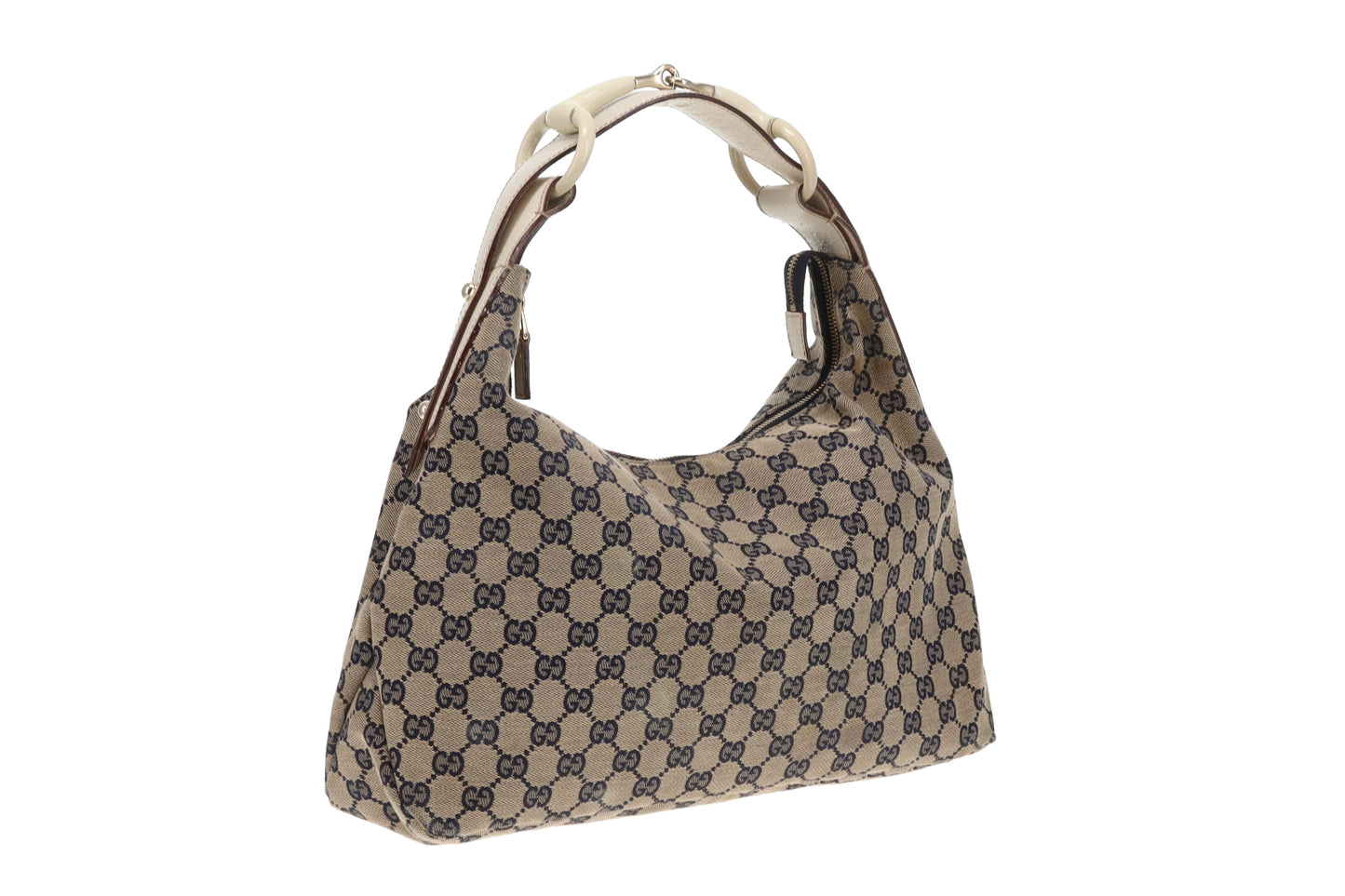 Gucci Horsebit Hobo Navy GG & Ivory Leather Vintage