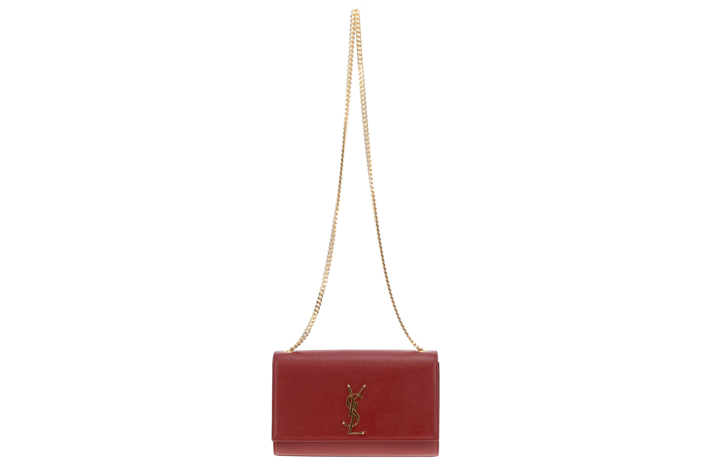 Saint Laurent Kate Burgundy In Grain De Poudre Leather