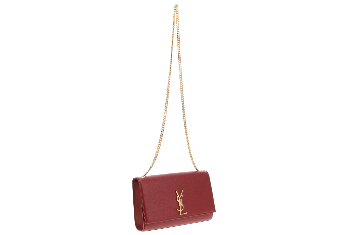 Saint Laurent Kate Burgundy In Grain De Poudre Leather