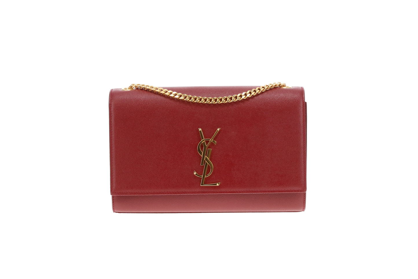 Saint Laurent Kate Burgundy In Grain De Poudre Leather