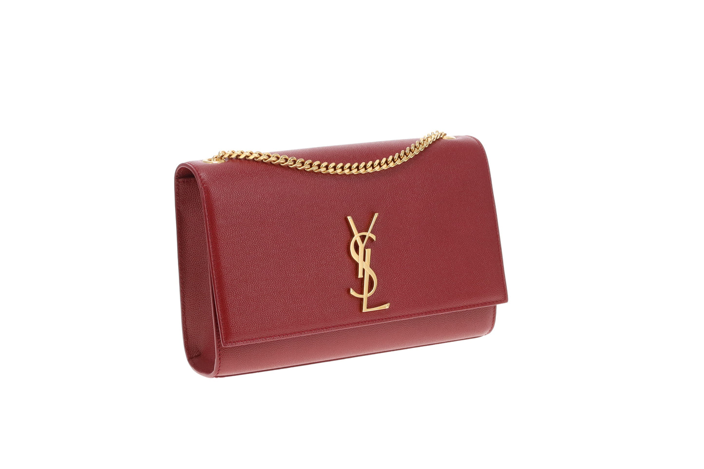 Saint Laurent Kate Burgundy In Grain De Poudre Leather
