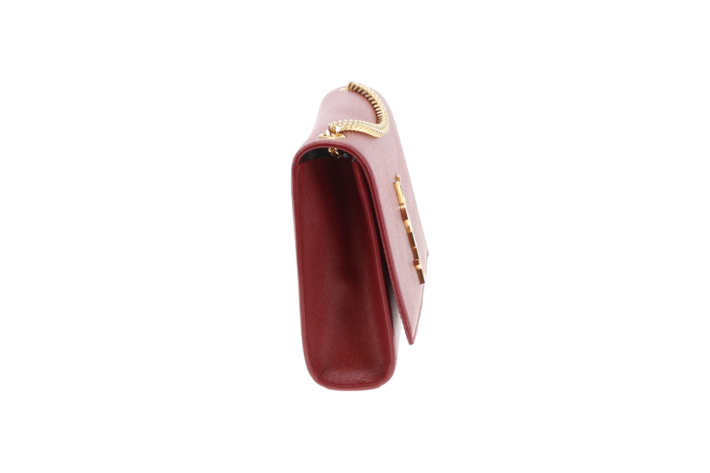 Saint Laurent Kate Burgundy In Grain De Poudre Leather
