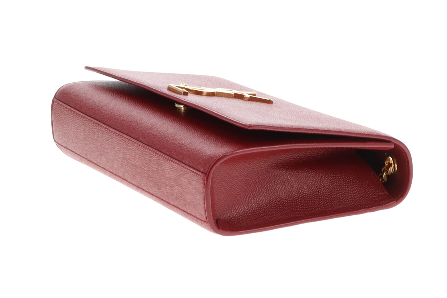 Saint Laurent Kate Burgundy In Grain De Poudre Leather