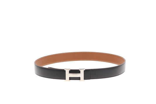 Hermes Swift & Epsom Reversible Belt With Palladium H Buckle Gold & Black 90cm 2004