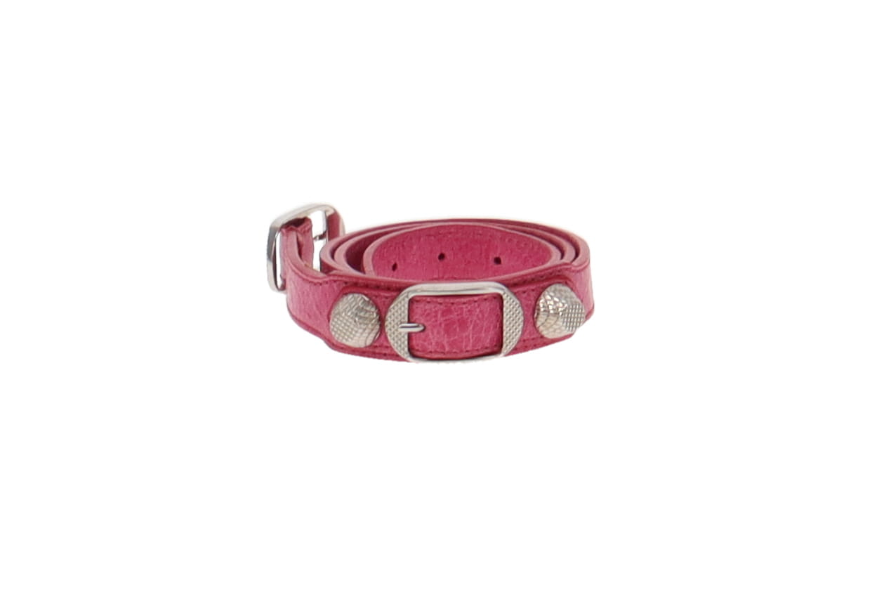 Balenciaga Peony Leather Double Wrap Classic Arena Bracelet