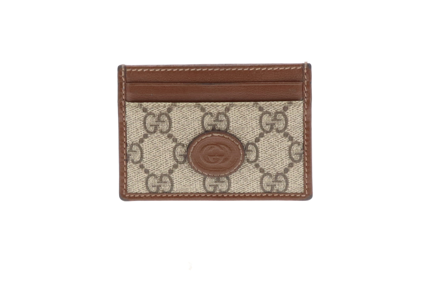 Gucci GG Supreme Card Holder Brown