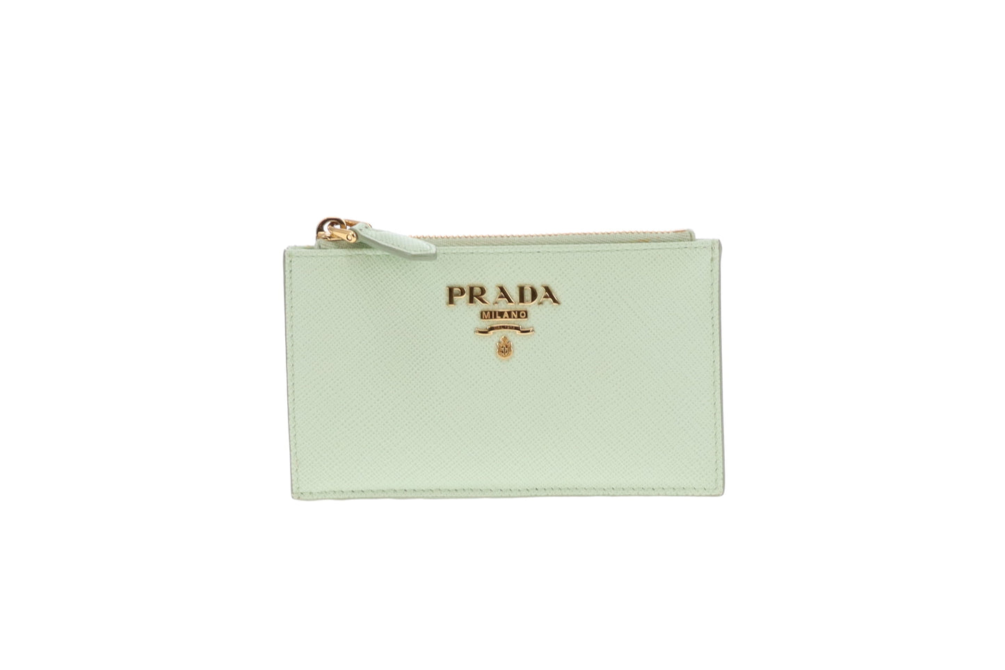 Prada Aquamarine Saffiano Leather Card Holder