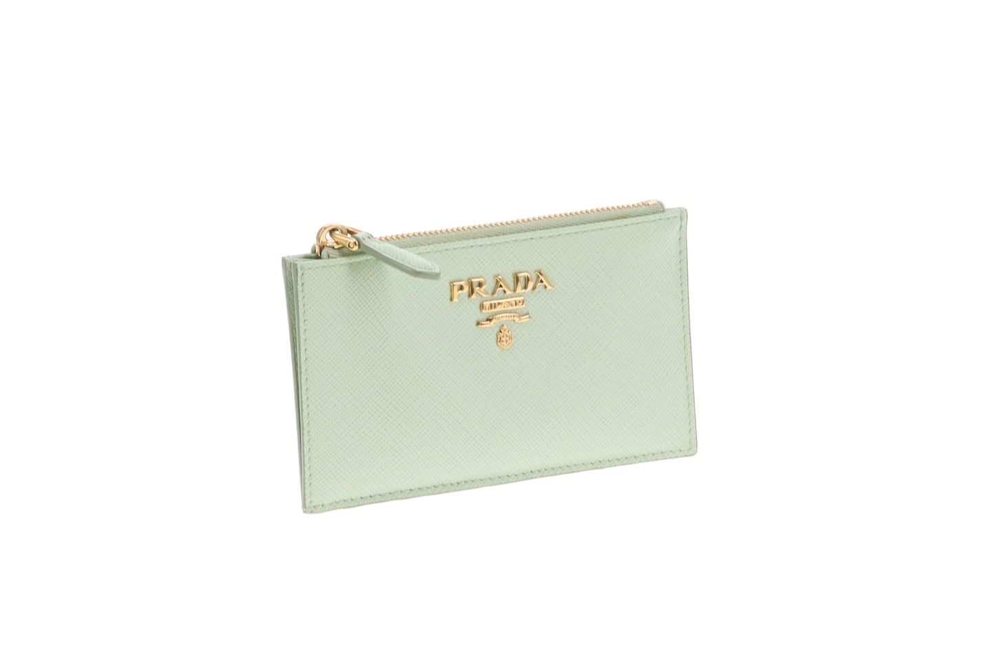 Prada Aquamarine Saffiano Leather Card Holder