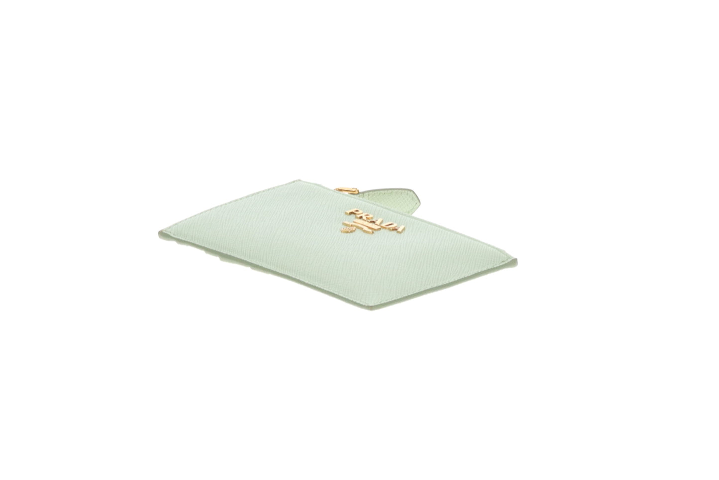 Prada Aquamarine Saffiano Leather Card Holder