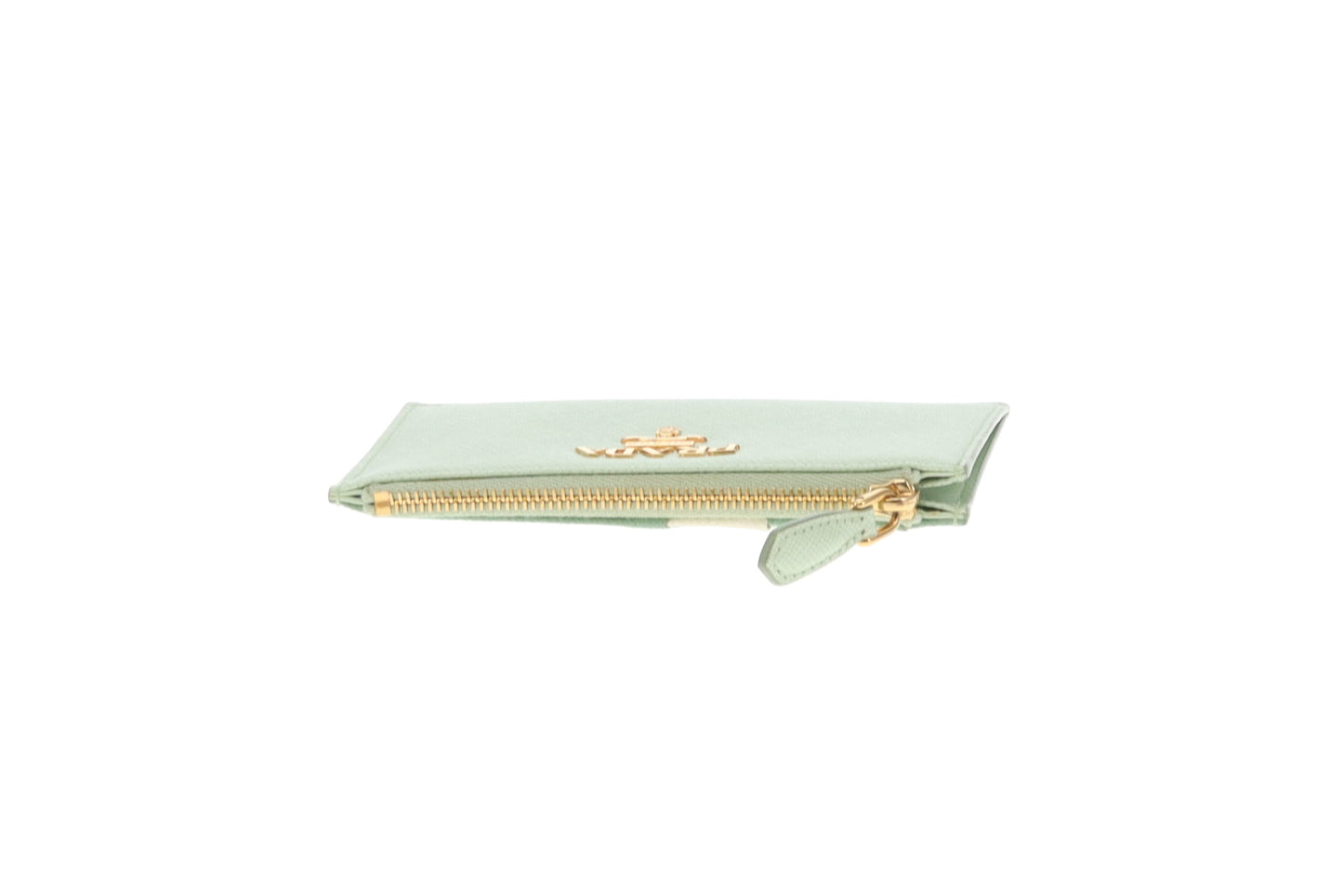 Prada Aquamarine Saffiano Leather Card Holder
