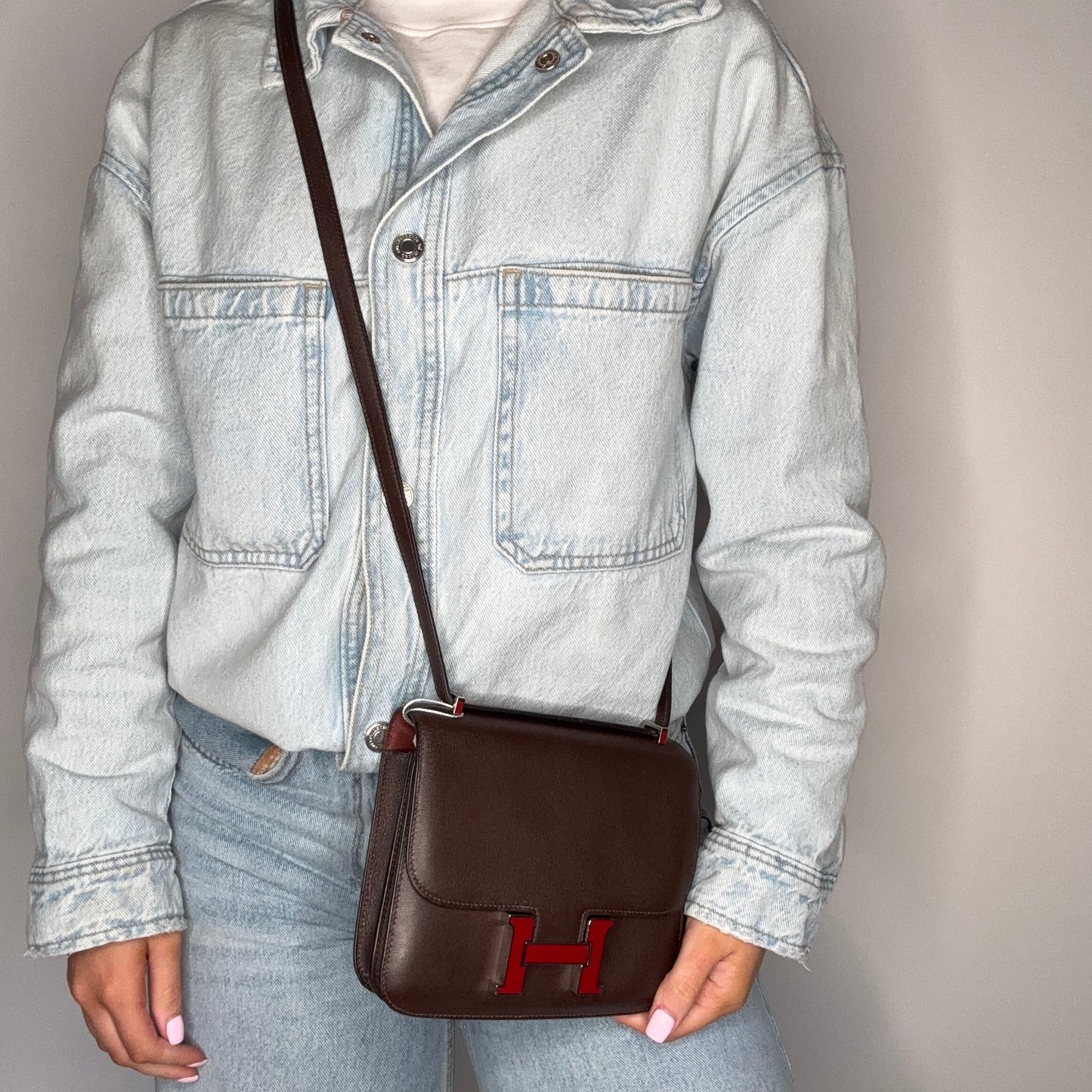 Hermes Constance 18 In Swift Rouge Sellier With Framboise Enamel H Closure