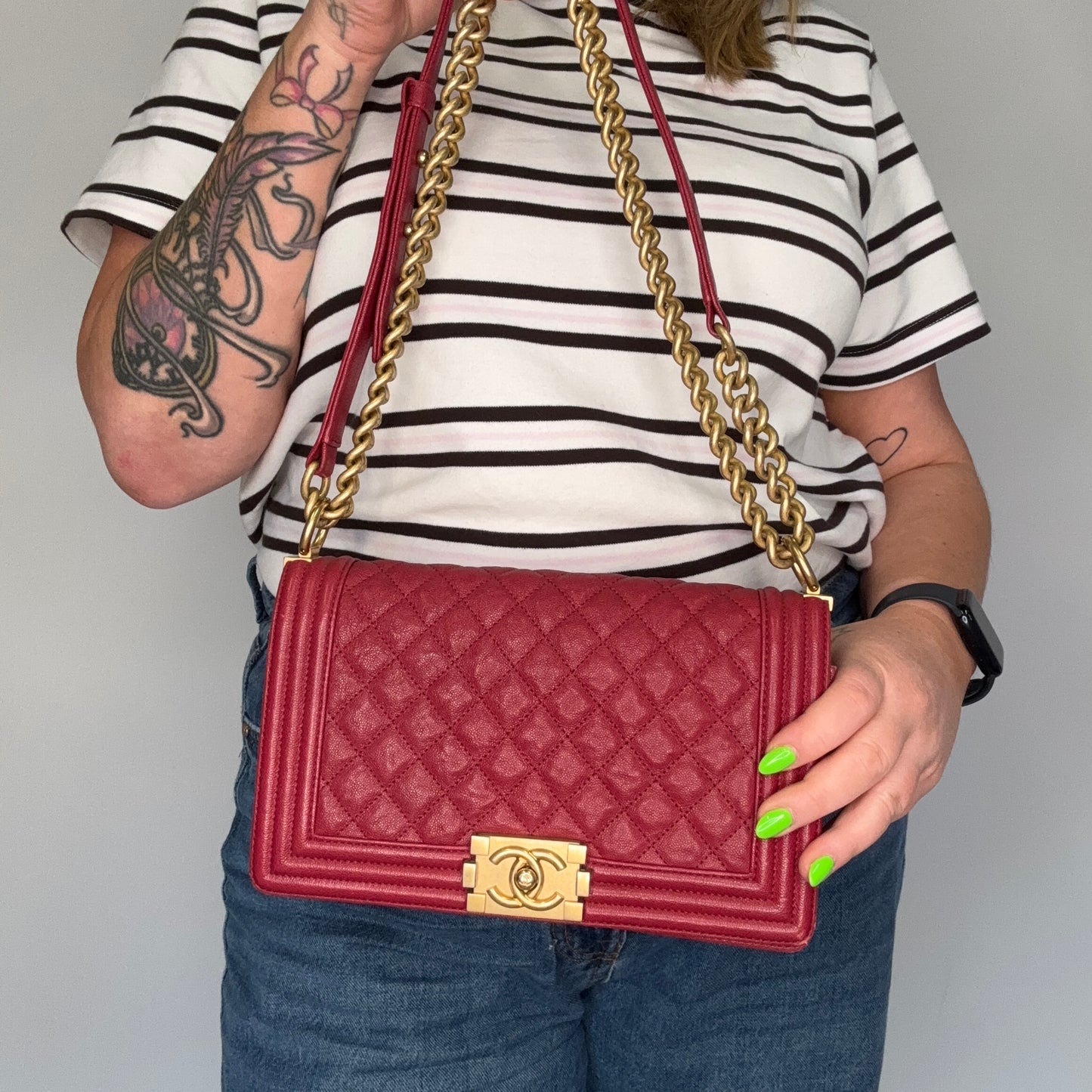 Chanel Boy Bag New Medium In Red Soft Caviar 2018/19