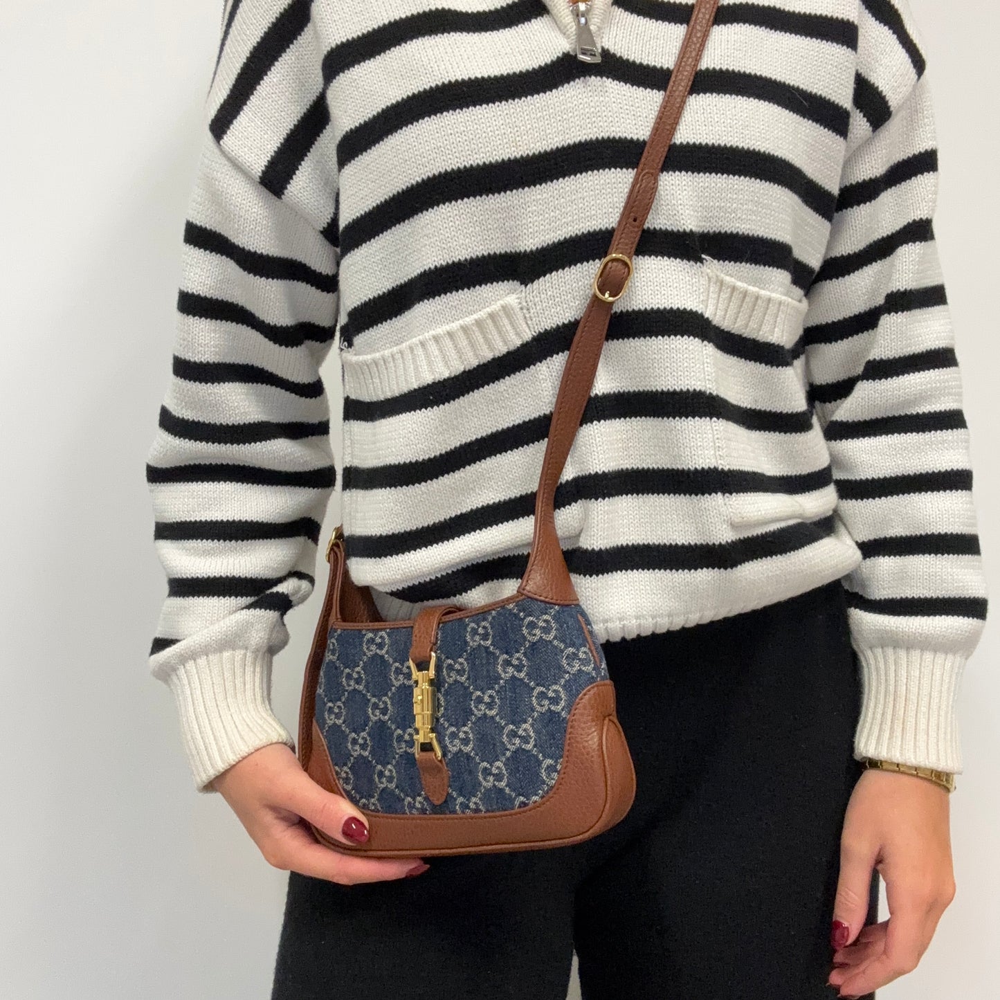 Gucci Jackie Mini 1961 In Blue GG Denim