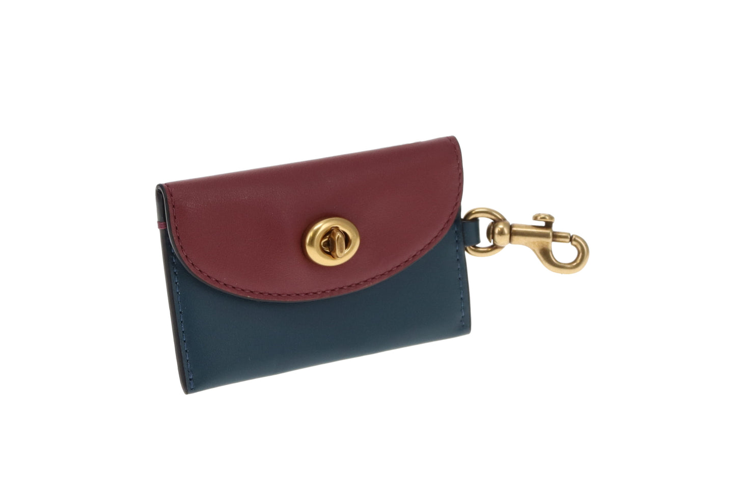Coach Turnlock Card Wallet Burgundy/Navy