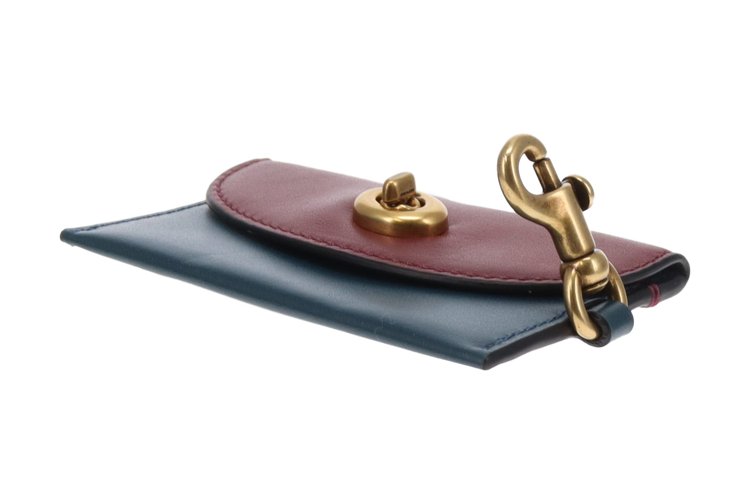 Coach Turnlock Card Wallet Burgundy/Navy