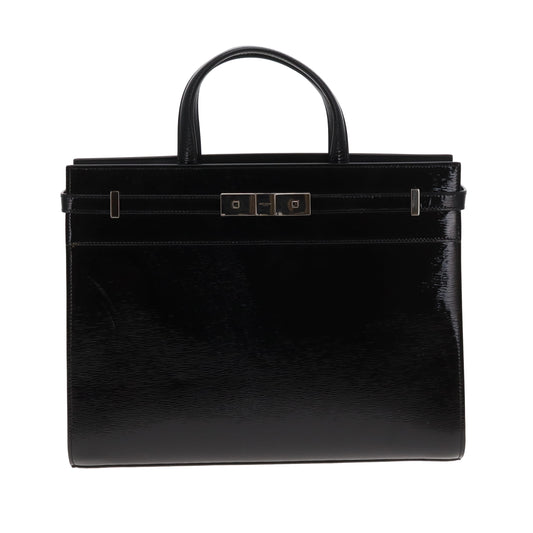 Saint Laurent Manhattan Tote Medium Black Patent Silver GW (2019)