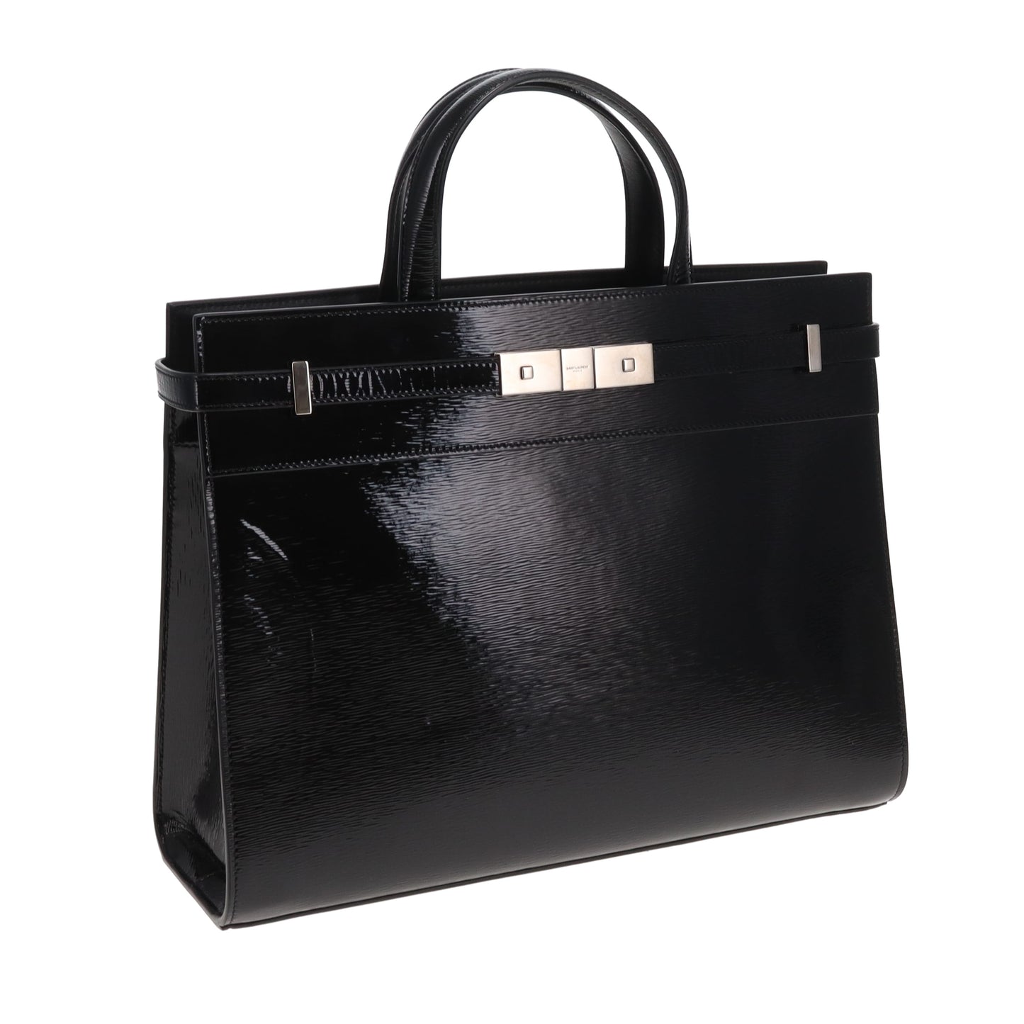 Saint Laurent Manhattan Tote Medium Black Patent Silver GW (2019)