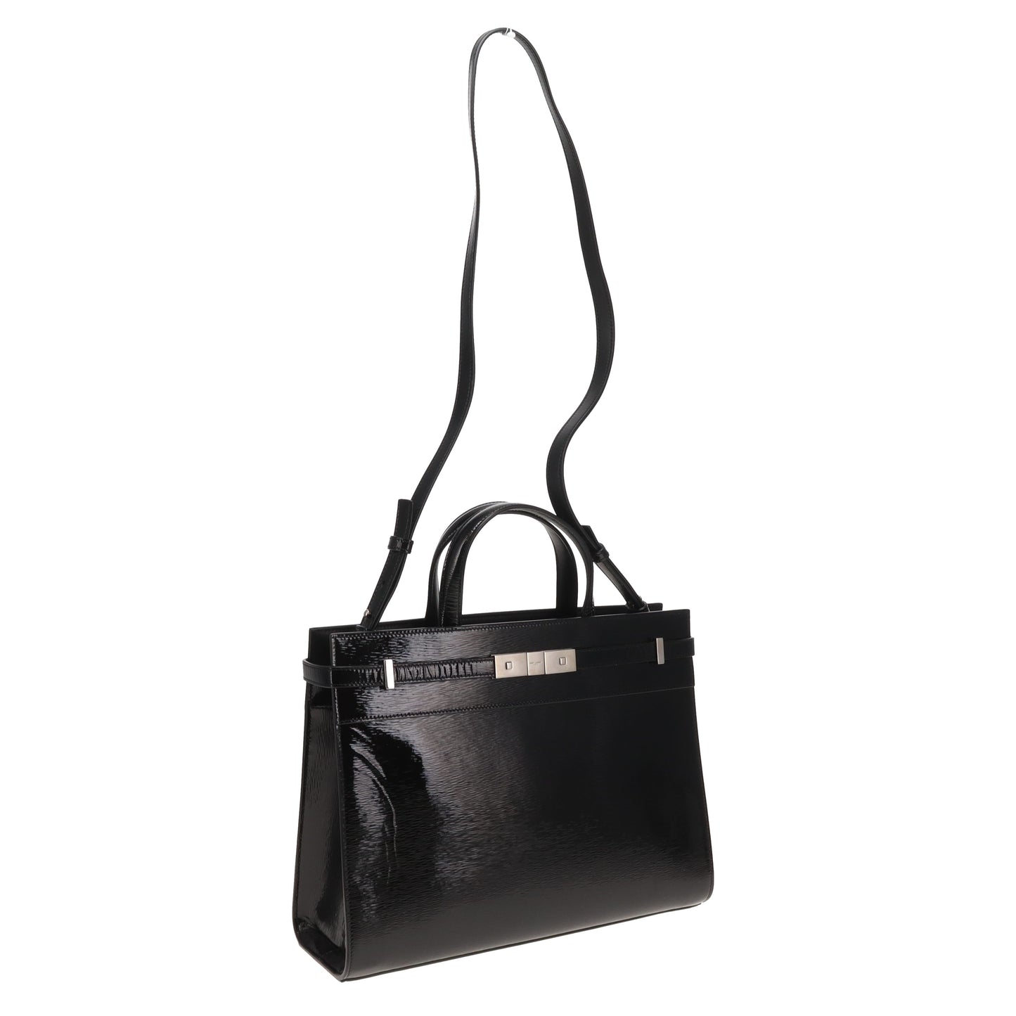 Saint Laurent Manhattan Tote Medium Black Patent Silver GW (2019)