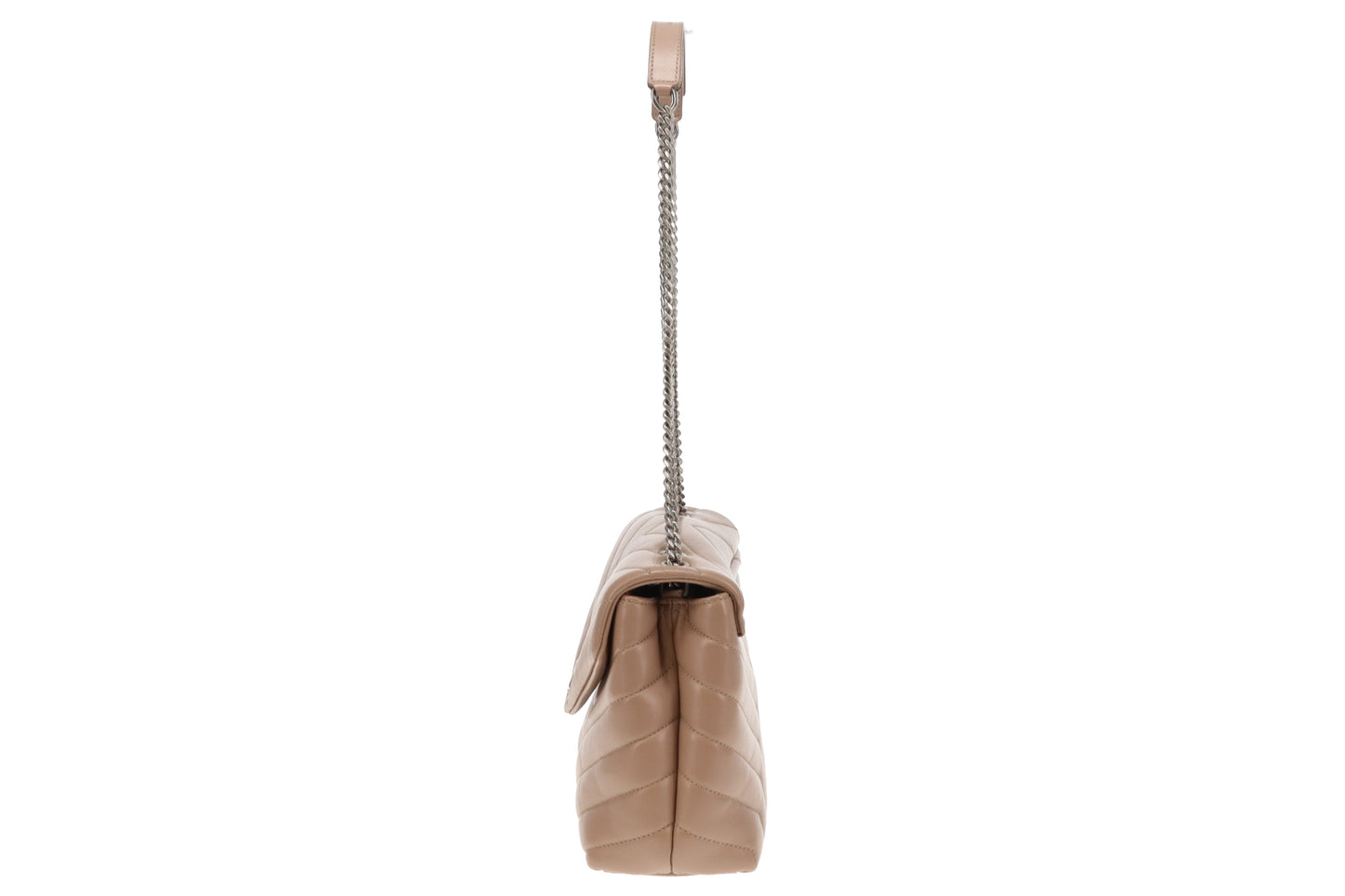 Saint Laurent Loulou Small Dark Beige Quilted Matelasse Leather SH '19