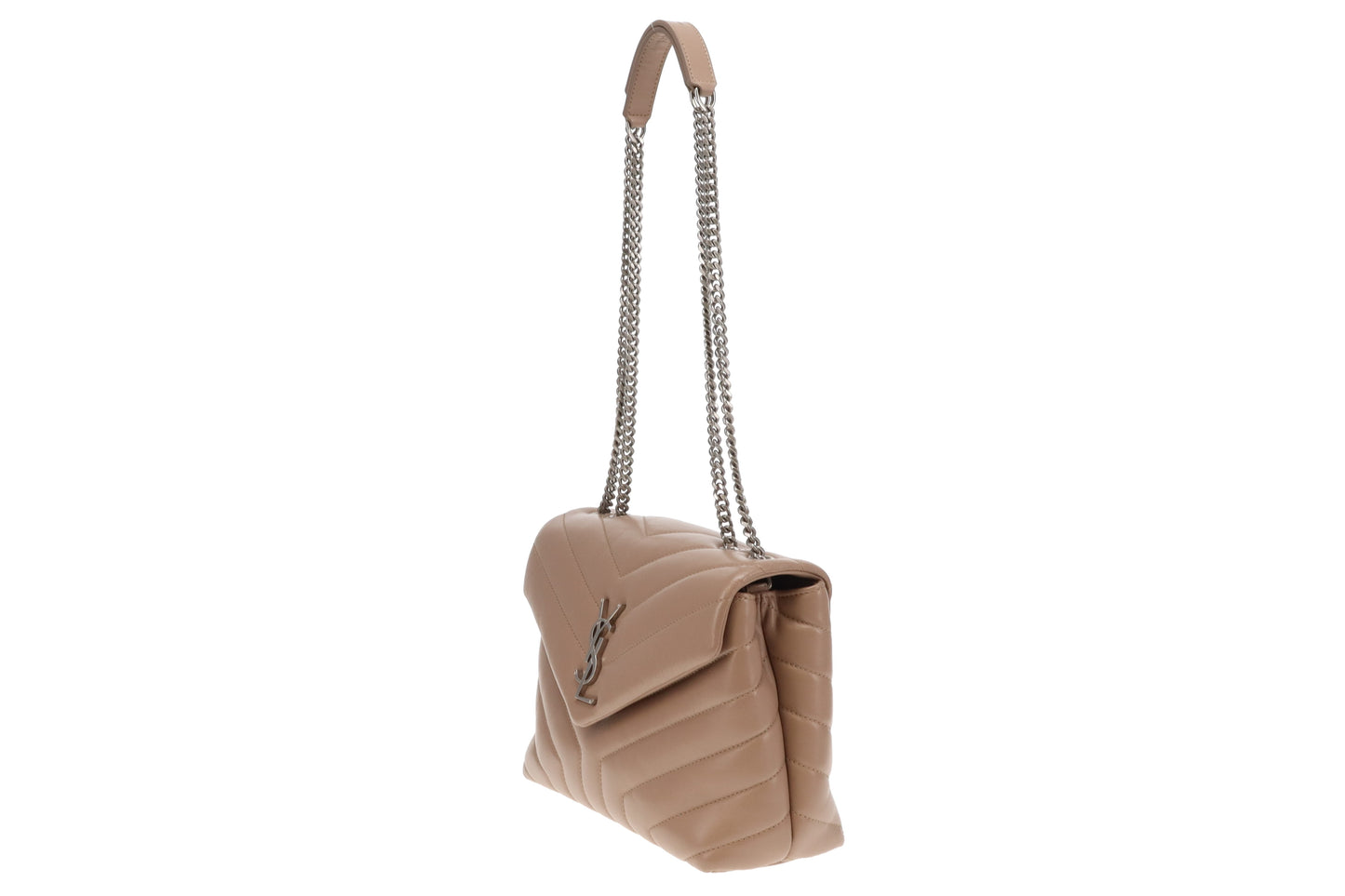 Saint Laurent Loulou Small Dark Beige Quilted Matelasse Leather SH '19