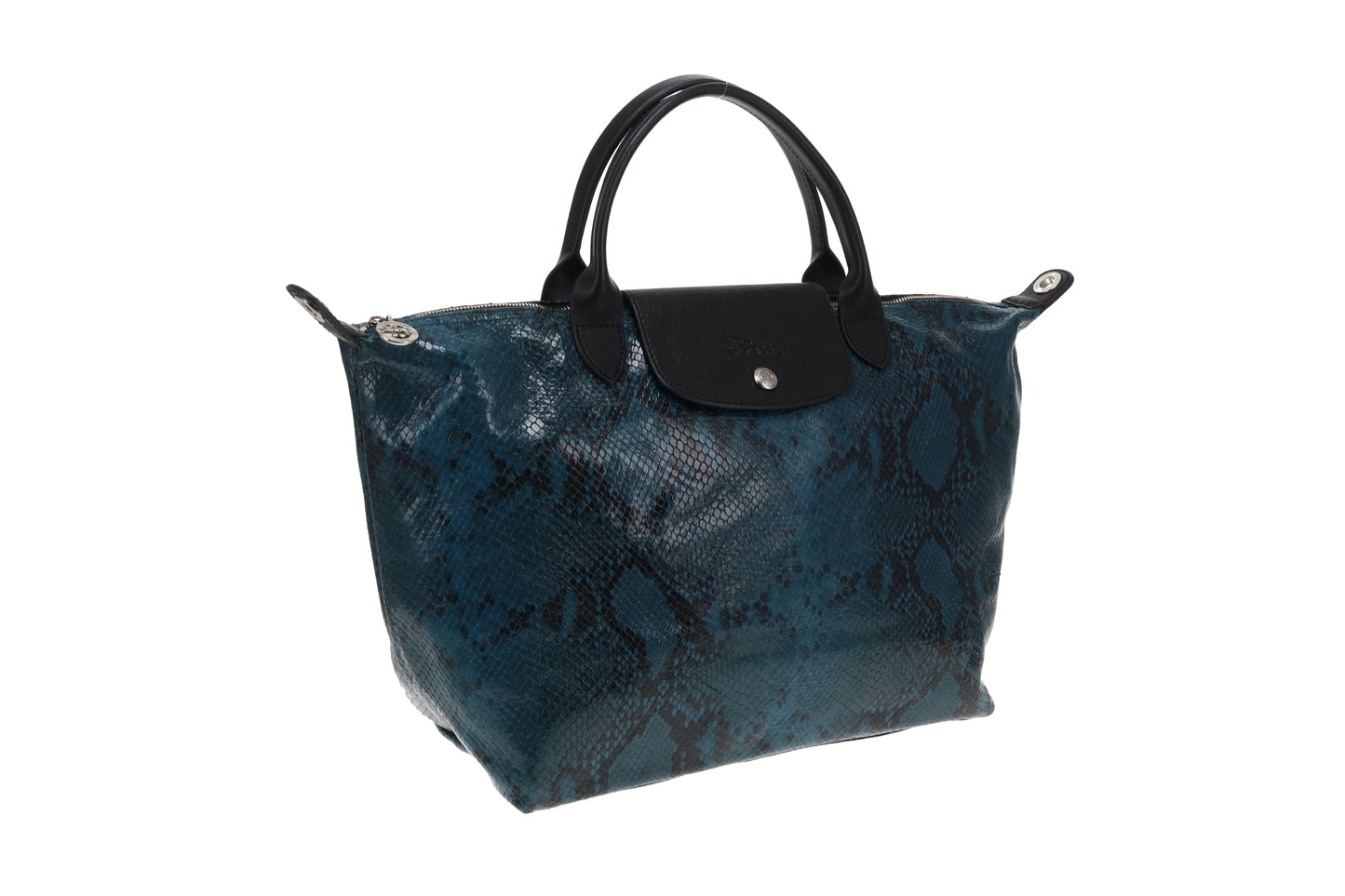 Longchamp Le Pliage Faux Snake Deep Green Shoulder Bag