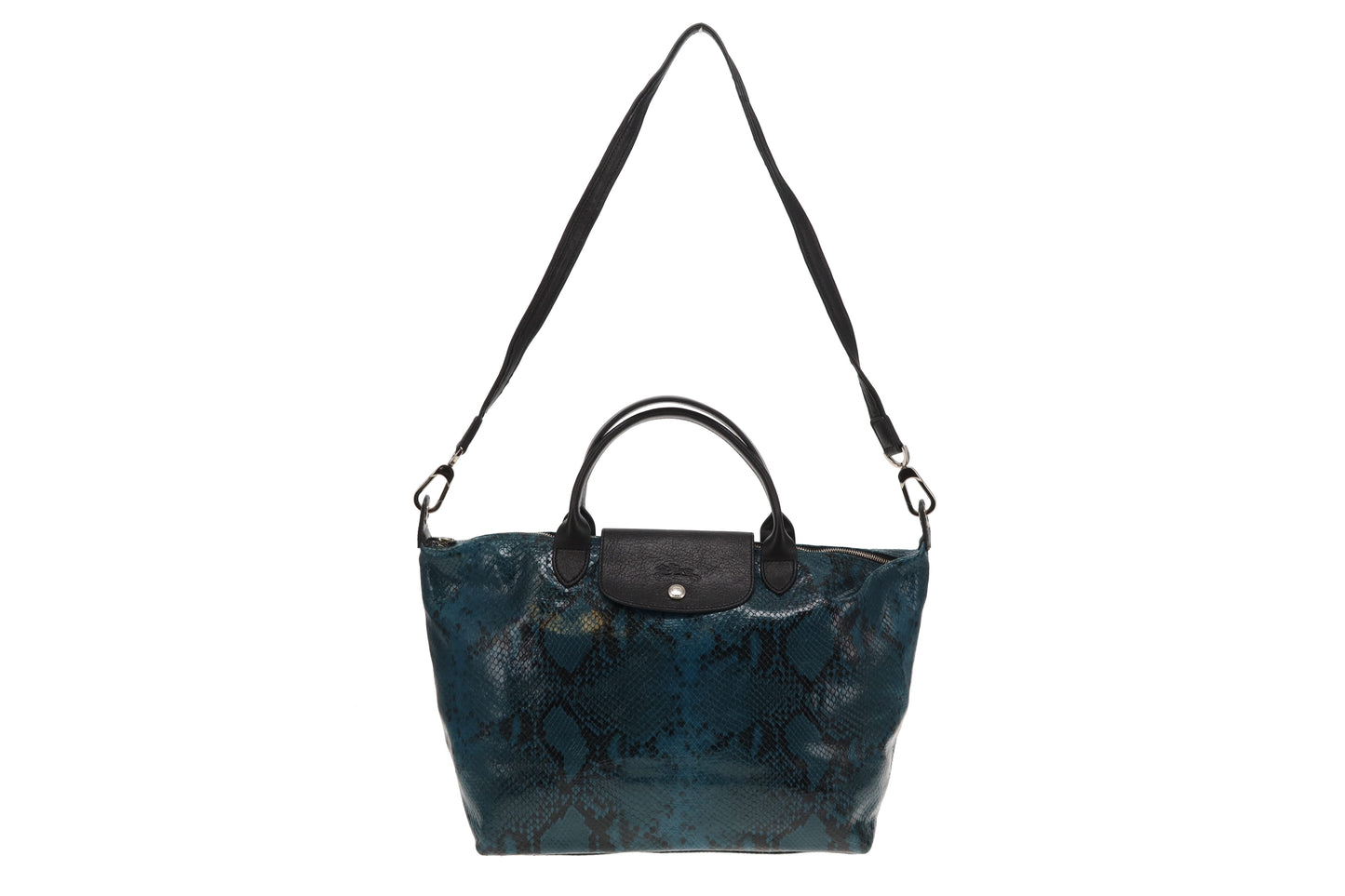 Longchamp Le Pliage Faux Snake Deep Green Shoulder Bag