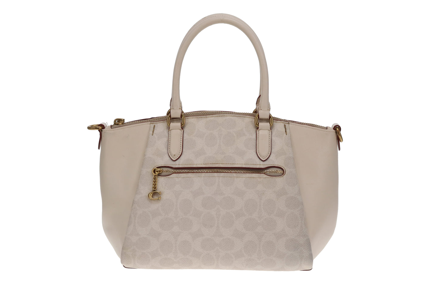 Coach Elise Satchel Cream Signature Canvas and Leather