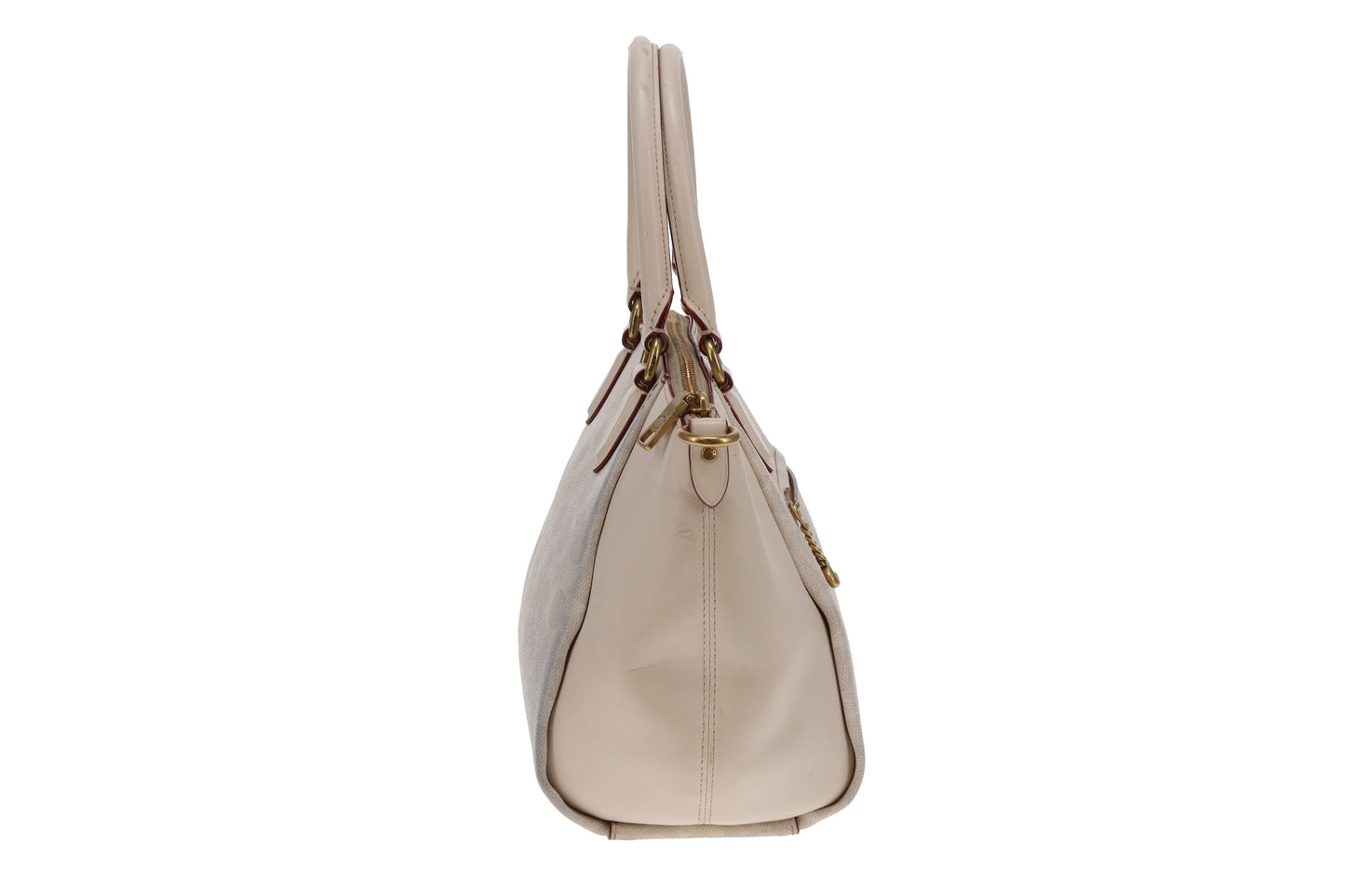 Coach Elise Satchel Cream Signature Canvas and Leather