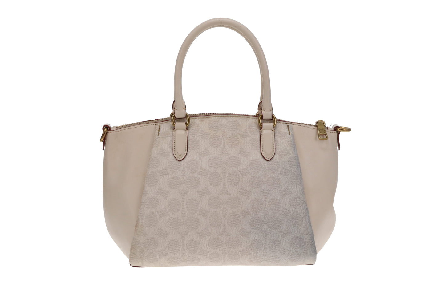 Coach Elise Satchel Cream Signature Canvas and Leather