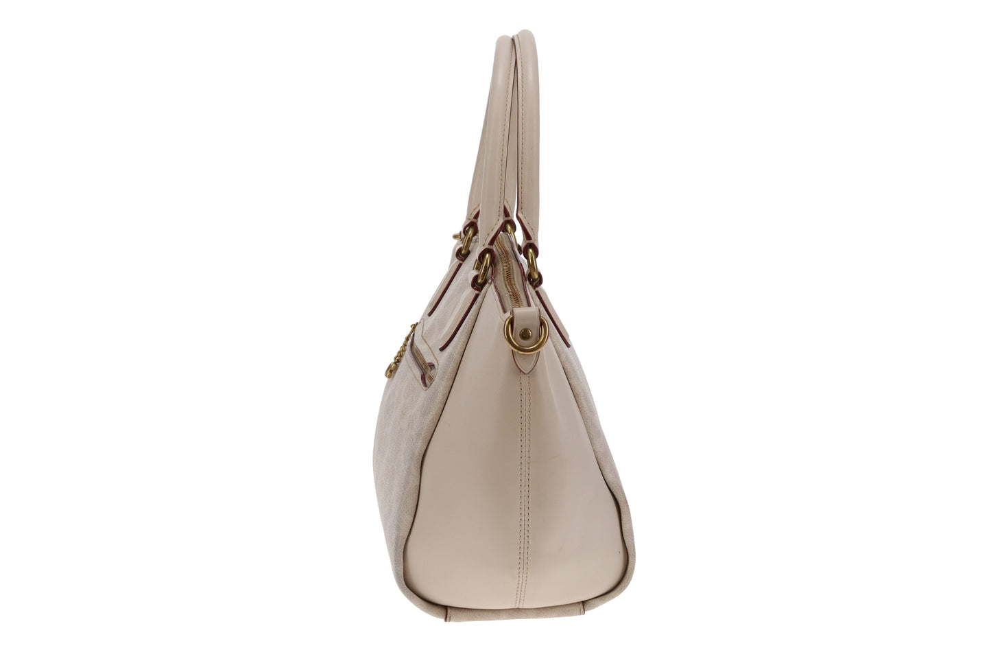 Coach Elise Satchel Cream Signature Canvas and Leather