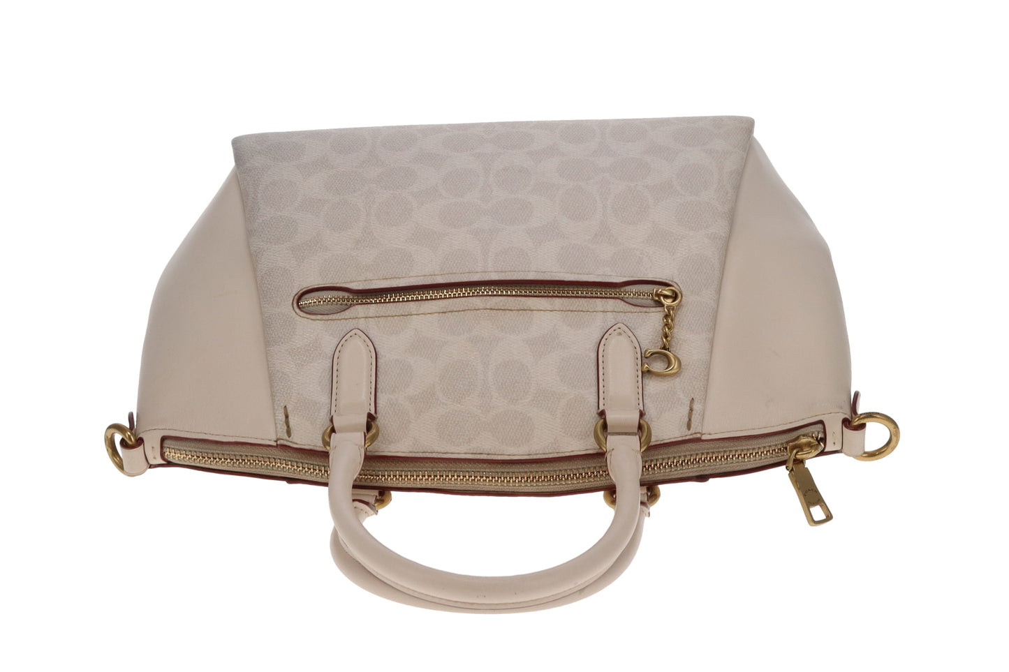 Coach Elise Satchel Cream Signature Canvas and Leather