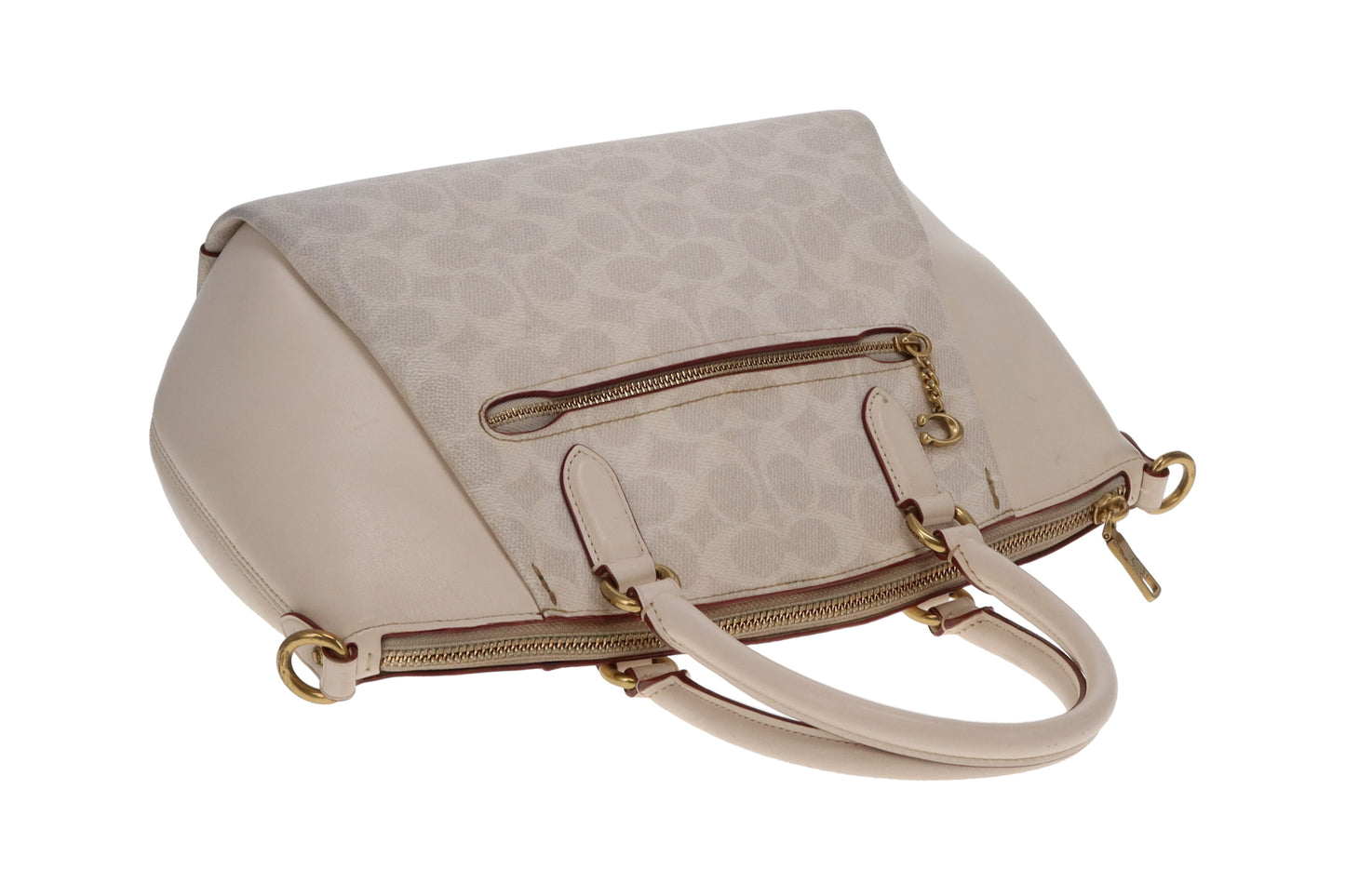 Coach Elise Satchel Cream Signature Canvas and Leather