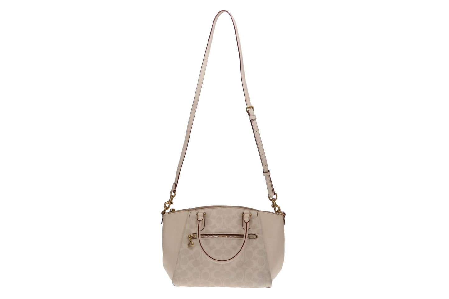 Coach Elise Satchel Cream Signature Canvas and Leather