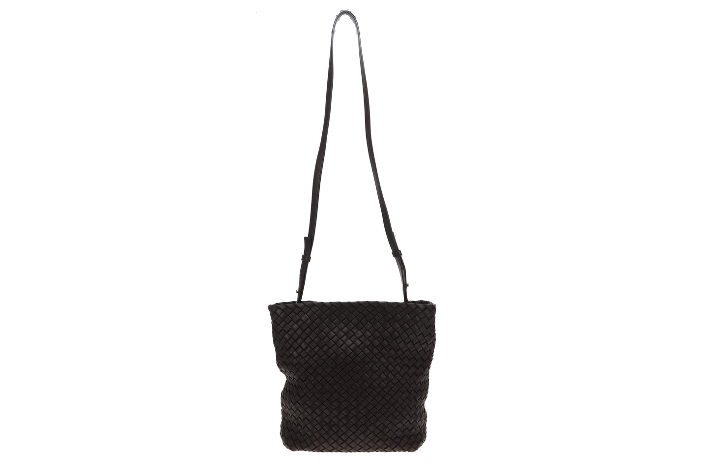 Bottega Veneta Dark Brown Intrecciato Crossbody Bag with Card Holder