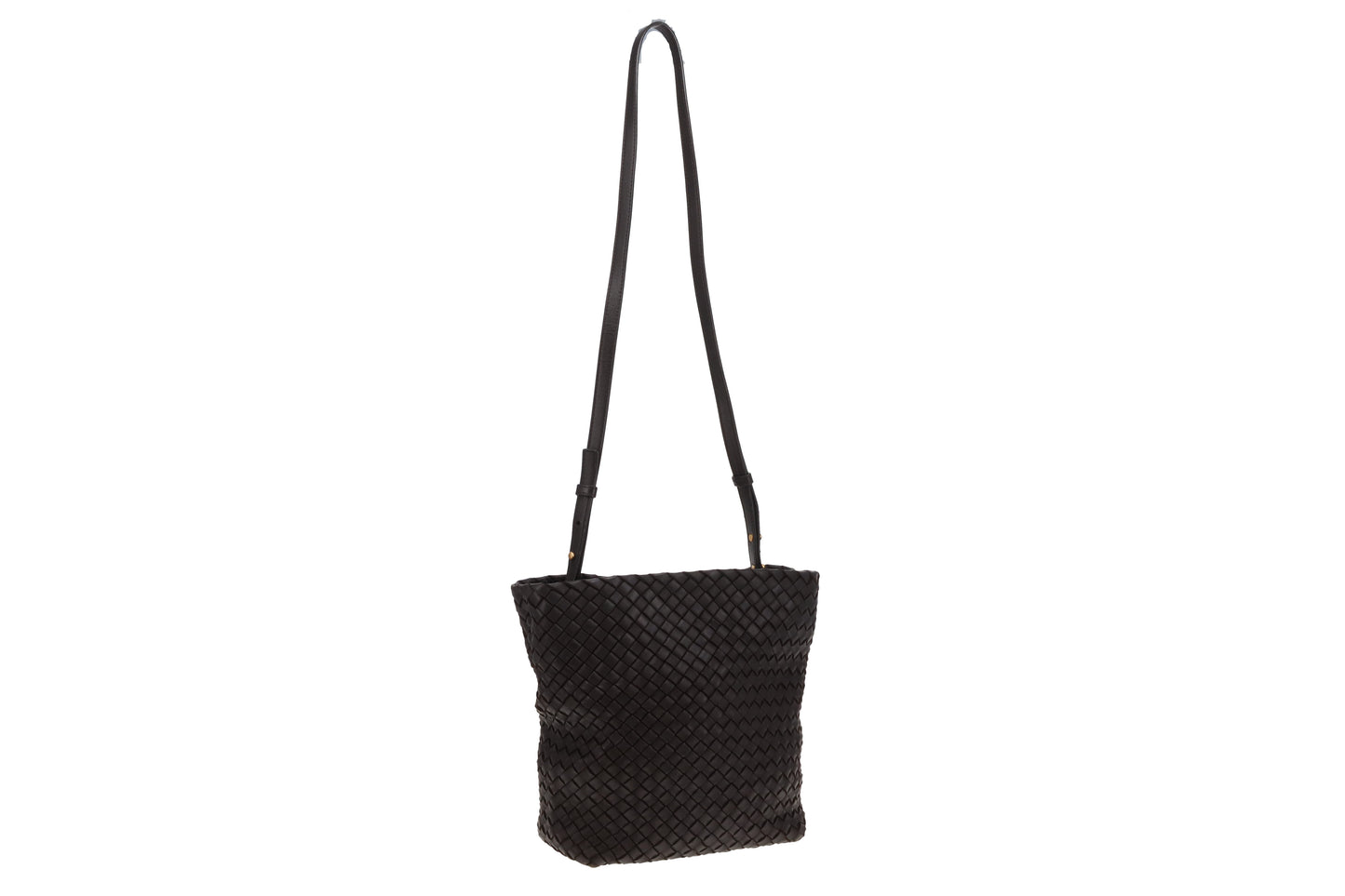 Bottega Veneta Dark Brown Intrecciato Crossbody Bag with Card Holder