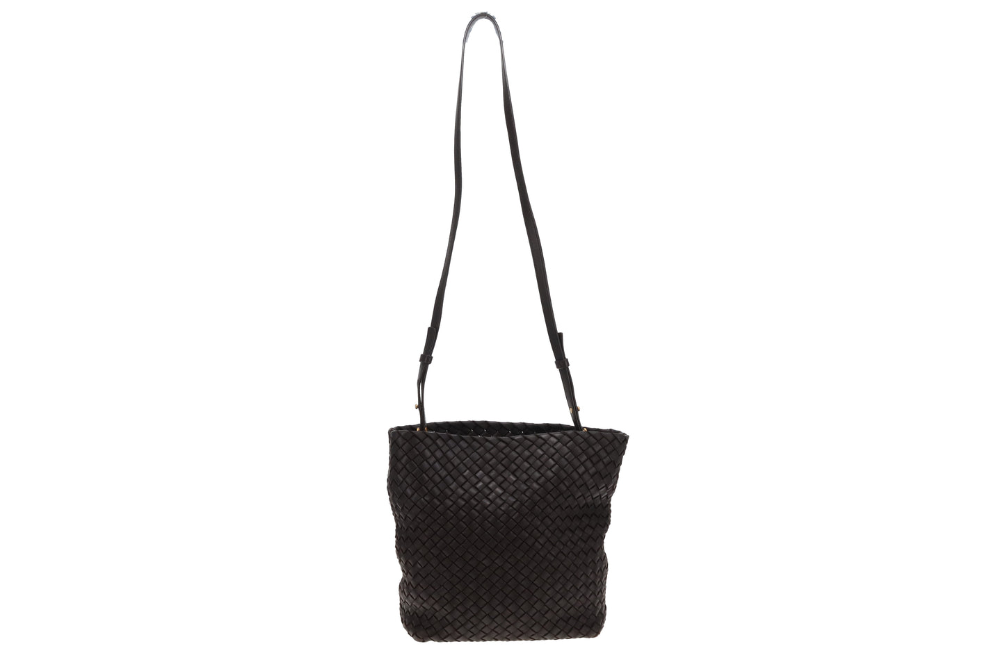 Bottega Veneta Dark Brown Intrecciato Crossbody Bag with Card Holder