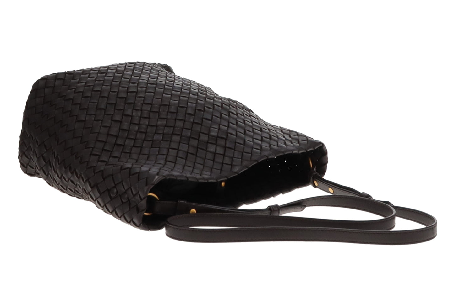 Bottega Veneta Dark Brown Intrecciato Crossbody Bag with Card Holder