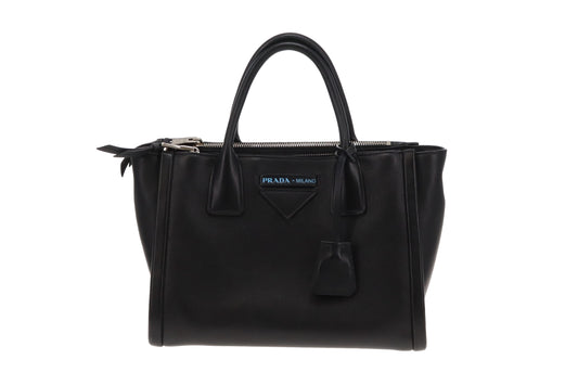 Prada Black Leather SHW Concept Tote with Strap